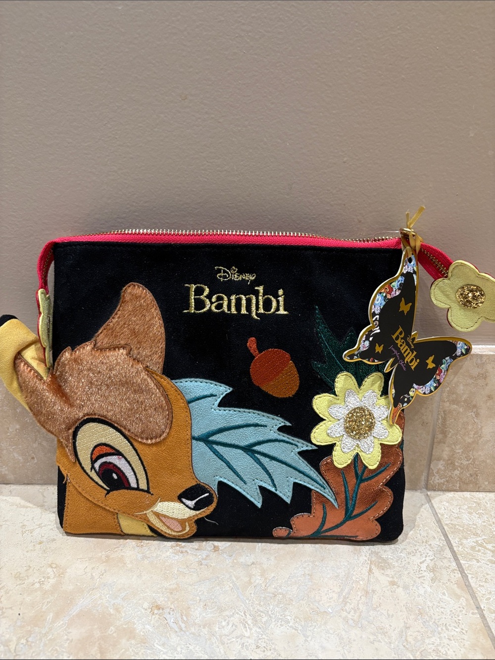 Vintage Disney Bambi Appliqué Wristlet - Black Multi
